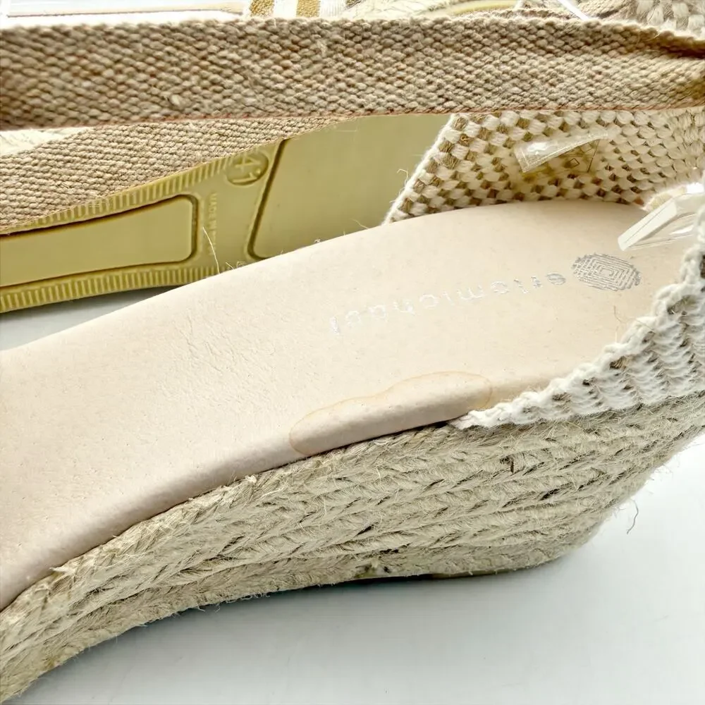 Eric Michael Womens Sara Espadrille Wedge Sandals EU 41 US 10.5 Taupe Canvas GUC